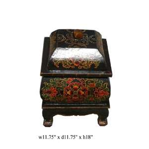   Tibetan Black Square Wood Offer Box with Lid As1146