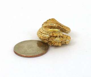 BEAUTIFUL 18K GOLD & DIAMONDS 3D DRAGON BAND RING  