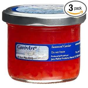 Cavi Art Red Salmon Caviar, 3.5 Ounce Glass Jars (Pack of 3):  