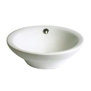  White Semi Recessed Vessel Sink