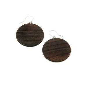  Mimi & Marge Round Wood Dangle Earrings: Jewelry