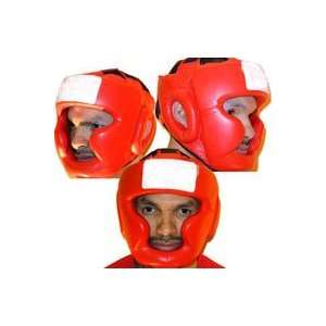 Muay thai full face head gear in cowhide leather: Sports 