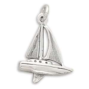   : Sterling Silver Charm Pendant Sailboat 3d Yacht Sail Boat: Jewelry