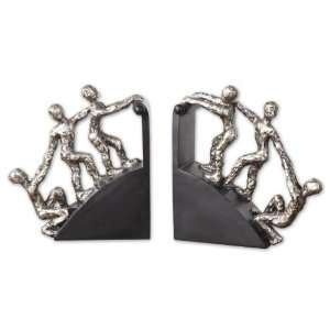Uttermost 10 Inch Helping Hand Bookends Set/2 Nickel Plated Finish w 