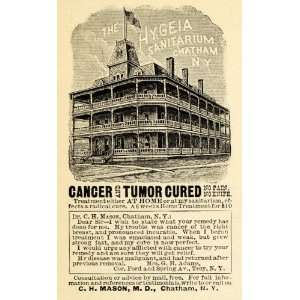  1895 Ad Hygeia Sanitarium Cancer Tumor Cured Chatham 