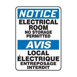 NOTICE ELECTRICAL ROOM NO STORAGE PERMITTED (BILINGUAL FRENCH   AVIS 