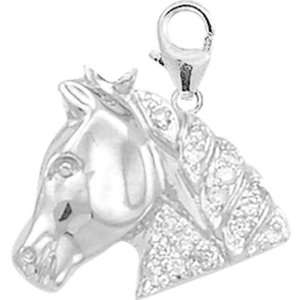  14K Diamond Horsehead Charm  White Gold Jewelry