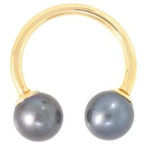 12 Gauge 1/2   Peacock Pearl 14kt Yellow Gold Circular Barbell   5mm 