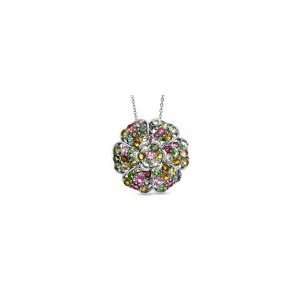 ZALES Multi Color Tourmaline Flower Pendant in Sterling Silver other 