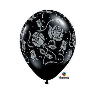   : (25) Black Glitter Rose 11 Latex Balloons: Health & Personal Care