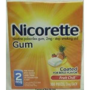  100 Pieces Nicorette Fruit Chill 2mg Gum, Expiration date 
