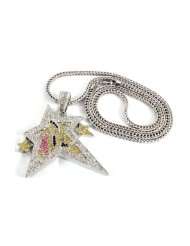 Silver Iced Out Soulja Boy Star Pendant with a 36 Inch Franco Chain 