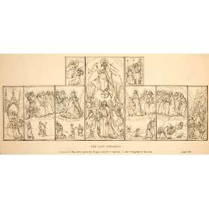 1872 Wood Engraving Last Judgment Rogier Van Weyden Christ Heaven Hell 