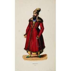   Print Costume Persian Man Noble Beads Persia Iran   Hand Colored Print