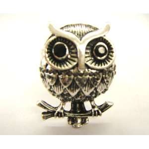   Tone Owl With Black Rhinestone Stretch Fashion Ring 