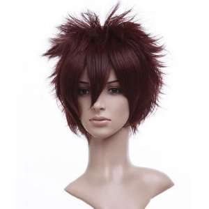  Spiky Red Brown Short Length Anime Cosplay Wig Costume 