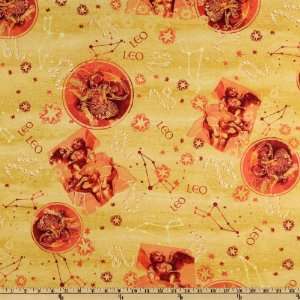  44 Wide New Dawn Leo Gold/Red Fabric By The Yard: Arts 