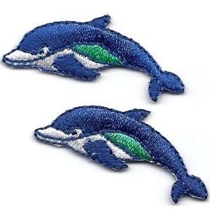  Sea Creatures/Beach Pair of Dolphins/Iron On Applique 