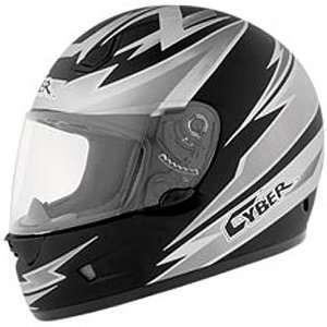 Cyber Amp US 12 Street Racing Motorcycle Helmet   Flat Black/Silver 