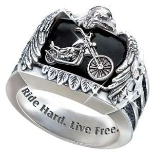  Ride Hard, Live Free Mens Biker Ring   size 12.5 Jewelry