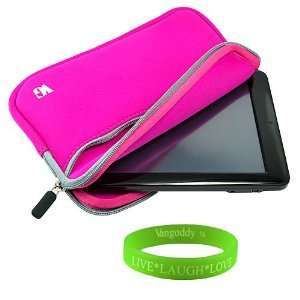 HTC Evo View 4G Pink Neoprene Carrying Case + Vangoddy Live*Laugh*Love 
