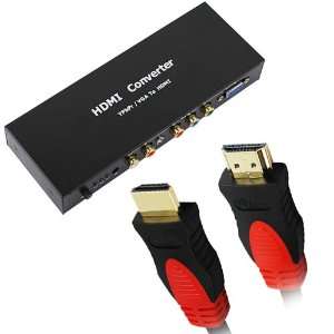 GTMax Component video (YPbPr) / VGA To HDMI Converter + 6FT HDMI with 