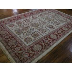  56 x 85 Ivory Hand Knotted Wool Ziegler Rug: Furniture 