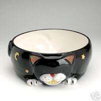 SUSAN WINGET Roly Poly Halloween 3D Black CAT Bowl NEW  