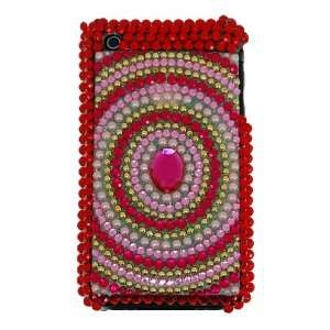 KingCase iPhone 3G & 3GS Hard Case Rhinestone Swirl (Red, Pink & Gold 