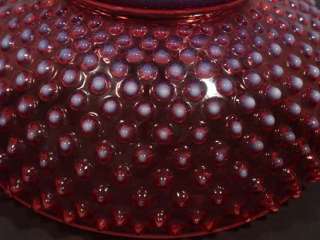 Beautiful Vintage Fenton Cranberry Opalescent Hobnail 7 Table Lamp 
