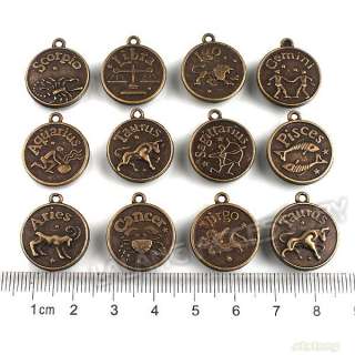   Mixed Bronze Constellation The Signs Of Zodiac Charms Pendant 20mm