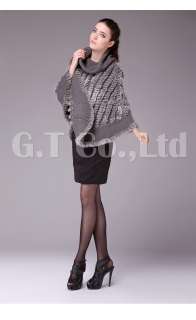 0318 Rabbit Fur Shawl Cape Poncho Coat Wrap & Sweater  
