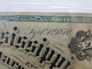 Dollar Bill Mississippi Large Note 1870 $5  