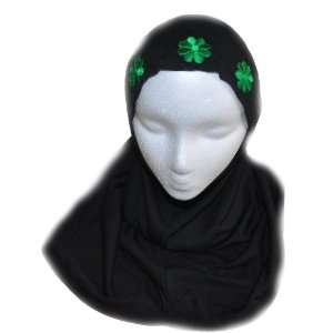  Black 1 piece Al Amira Hijab with Green Daisy Chain 
