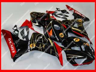 For 06 07 Honda CBR 1000RR ABS Aftermarket Fairing BACARDI Black Red 