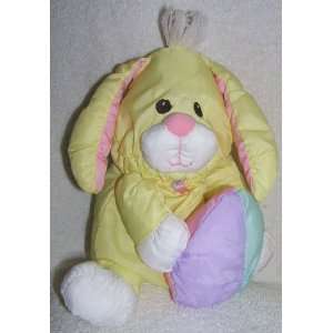    Yellow Easter Bunny Rabbit Holding Egg Puffalump Doll Toys & Games