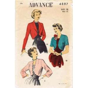  Advance 4897 Vintage Sewing Pattern Scalloped Bolero Size 