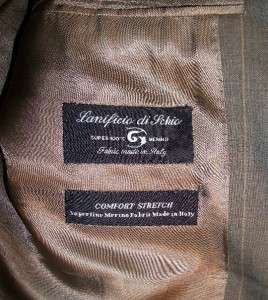 42R GIORGIO SANETTI Super 100s Merino Wool Brown Pinstripe Suit Italy 