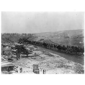  Ammunition train passing artillery battery,France,WWI 