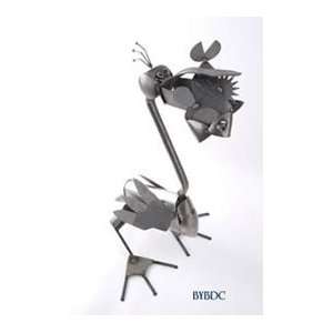   Pelican Metal Sculpture with Fish by YardBirds