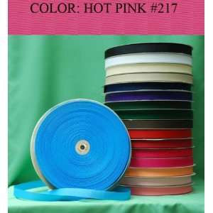  50yards SOLID POLYESTER GROSGRAIN RIBBON Hot Pink #217 1/4 