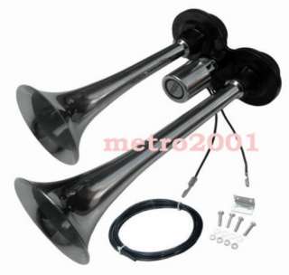   Dual Trumpet, Chrome Metal Air Horn, For Boat, Truck, SUV #102  