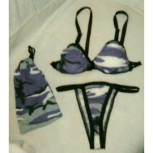  Purple Camo Bra Thong Bag Set Teen Size Fit Most Holiday 