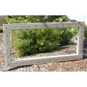 Reclaimed Wood Mirror   Bunkhouse Style with Whitewash Finish and 