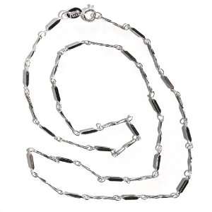  Twisted & Rectangular Bar Link Chain Silver Necklace 