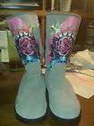 Womens ED HARDY BOOTS GREY 10 Love and Roses w/ studs w