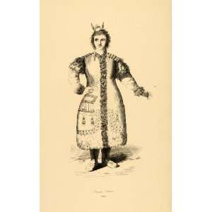  1843 Engraving Costume Yakut Woman Sakha Siberia Russia 