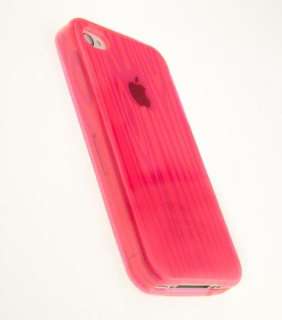 Hot Pink Wood Grain Soft TPU Gel Skin Case Cover for Apple iPhone 4 4G 