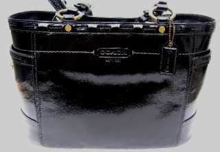 Coach NWT Black Patent Leather Laced Gallery Tote 11500  