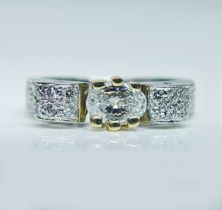 Platinum Oval Pave Diamond Engagement Ring 9.3gr Heavy! Estate Jewelry 
